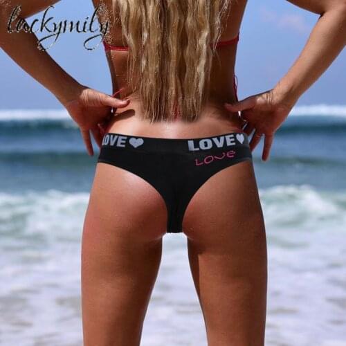 Luckymily Sexy Underwear Womens Briefs Letter Low Waist Panties Thongs Women Lingerie Seamless Underpants Women Intimates Femme