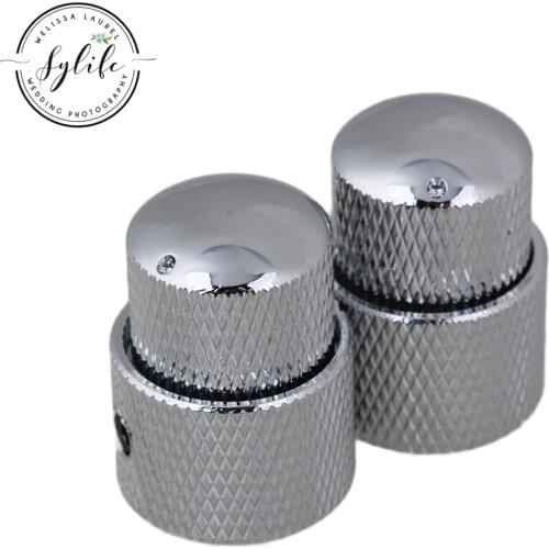 Generic 2 Sets Chrome Dual Screw Style Guitar Control Knob for Dual Pot