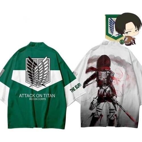 Attack on Titan 3D Printing Japanese Kimono Haori Yukata Cosplay Women/Men Summer Casual Short Sleeve Streetwear Jackets Clothes