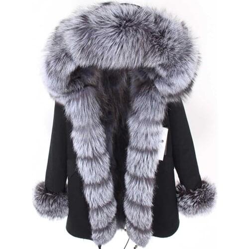 Maomaokong 2020 new fashion winter coat long real fox fur collar Raccoon fur Lining jacket women