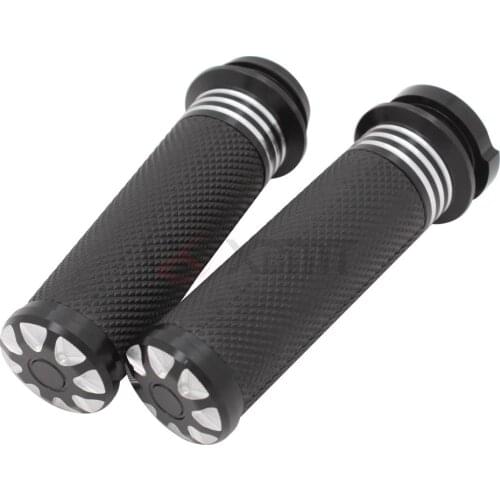 1" 25mm Motorcycle CNC Aluminium Handlebar Grips For Harley Electronic Throttle by Wire Touring Tri-Glide 2008-2017