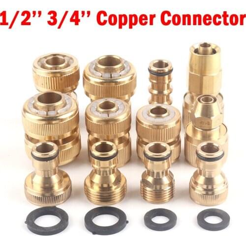 1Pcs 1/2'' 3/4'' Garden Water Tap Connectors Copper Kitchen Faucet Quick Coupling High Pressure Water Gun Connector With Washer