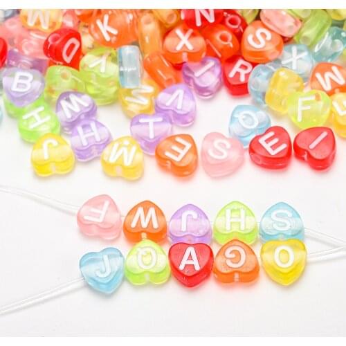 100/200/300pcs Heart Acrylic Letter Beads Colorful Alphabet Loose Spacer Beads For Jewelry Making DIY Handmade Bracelet Necklace