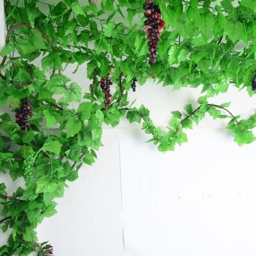 12pcs 2M Artificial Creeper Ivy Green Leaf Vine Fake Foliage Home Garden Decoration Rattan String Wall Hanging Artificial Plants