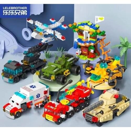 131PCS 6 IN 1 Building Blocks Childrens Girl Amusement Park DIY Figures Bricks for Children Adventure Role Playing Game