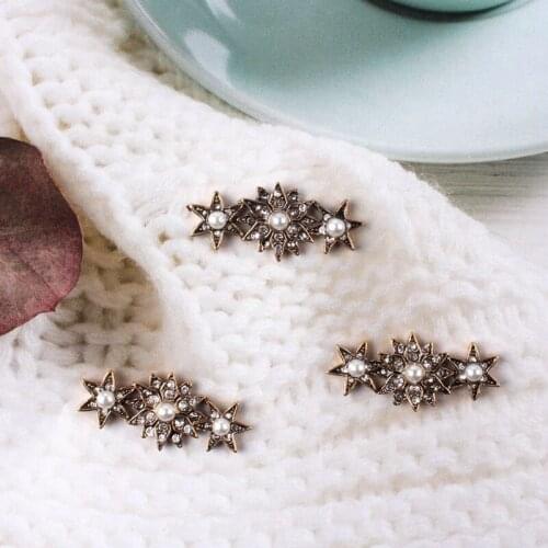 5 Pcs/Lot Rhinestone Pearl Plate Diamond Button Jewelry Scarf For Hair Accessories Sewing Decorative Clothing Coat Buttons