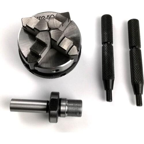 50mm Mini 4 Jaw Reversible Self-Centering M14 Thread Mount Lathe Chuck With Lock Rods K02-50+Chuck connecting rod