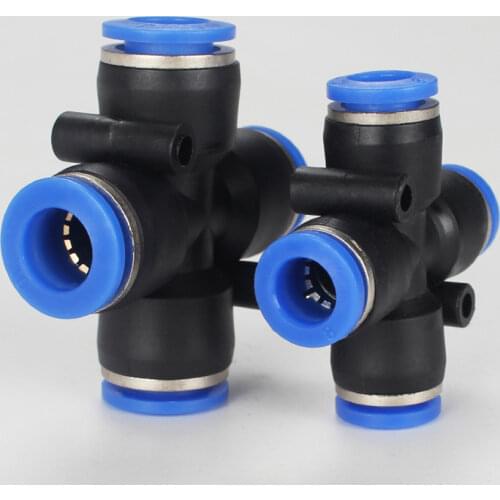Fit 4/6/8/10mm OD Tube Cross 4 Ways Air Pneumatic Push In Connector Quick Release Fitting