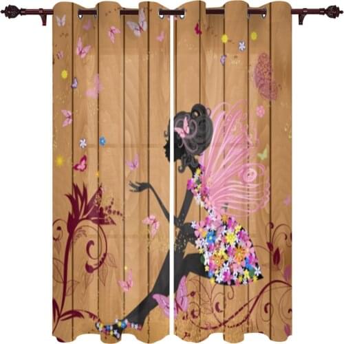 Girls Fairy Butterflies Flower Wooden Curtains For Living Room Window Curtains For Bedroom Curtains Drapes Blinds