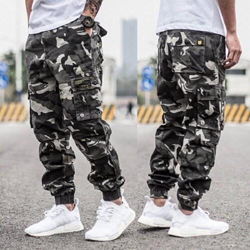 Men Outdoor Tactical Cargo Pants Loose Plus Size Camouflage Multi-pockets Beam Pants Casual Sports Training Camo Combat Trousers