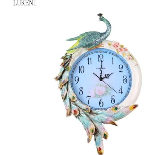 American Peacock Personality Wall Clock Living Room Luxury Fashion Simple Creative Atmosphere Modern Quartz Wall Clock Hanging