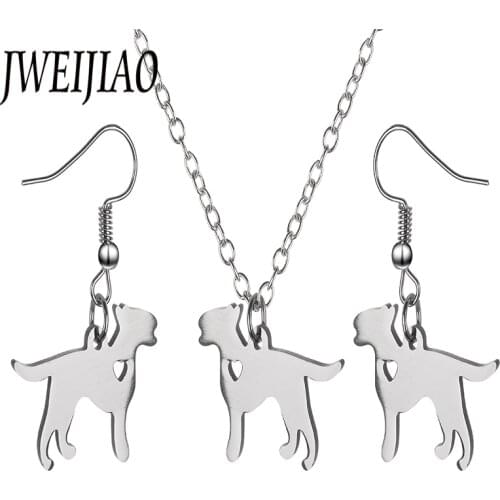 JWEIJIAO Hollow Heart Dog Pendant Jewelry Sets Metal Animal Statement Necklace/Drop Earrings Jewerly Suit Wholesale SKU20