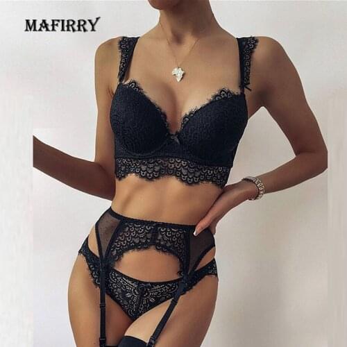 2021 Women Sexy Bra Briefs Sets Homewear Lace Solid Ladies Lingerie 3 Pcs Sets Fashion Push Up Bra Underwear Sets Dropshipping