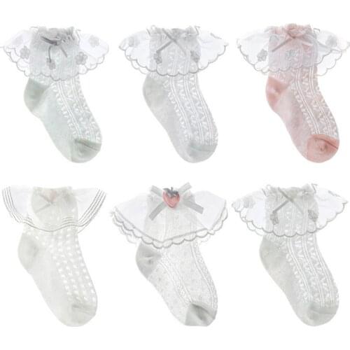 Lawadka 3Pairs/Lot Summer Mesh Thin Kids Socks for Girls Cotton Solid Baby Princess Children Sock Fashion Clothes Accessories