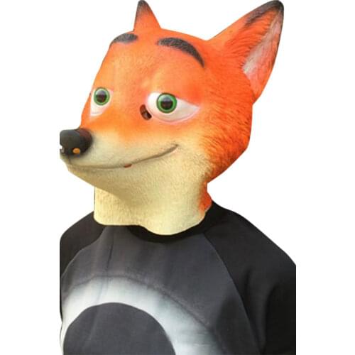 Fox Nick Mask Wilde Latex Full Head Animal Mask Halloween Makeup Cosplay Props Accessories