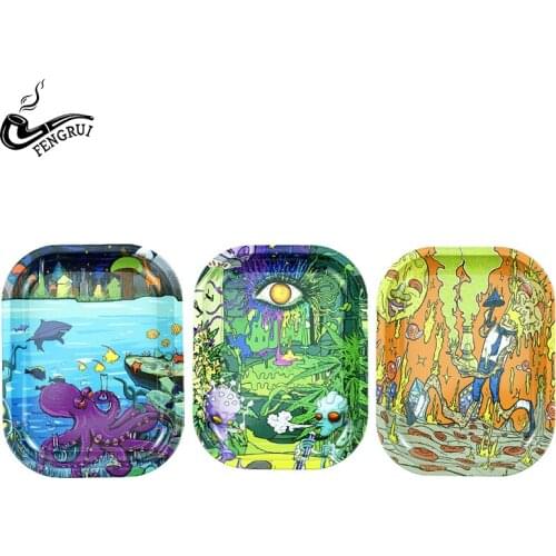 Metal Cigarette Rolling Tray 180*141 mm Various Patterns Tobacco Rolling Plate Smoking Holder Trays Smoke Accessories