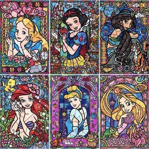 Disney DIY Cartoon Princess Square Diamond Painting Mickey Drill Diamond Embroidery Cross Stitch Kits Crafts for Children Gift