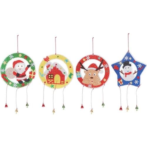 New Design 5D DIY Hanging Christmas Theme Pendant Resin Painting Kit Rhinestone Drawing Home Door Art Craft Bedroom Decor