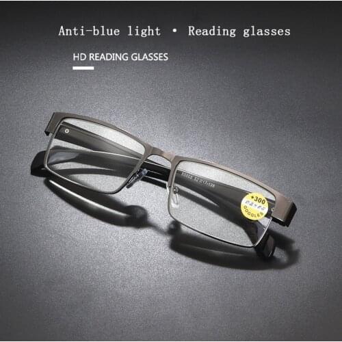 Men Women Business Reading Glasses Half Rim Computer Blue Light Blocking Farsightedness Anti Fatigue High Quality Metal Frame