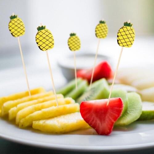 Disposable Bamboo Wooden Long Stick Dessert Salad Stick Cocktail Skewer Fruit Skewers Set Party Food BBQ Sticks Grill 100pc
