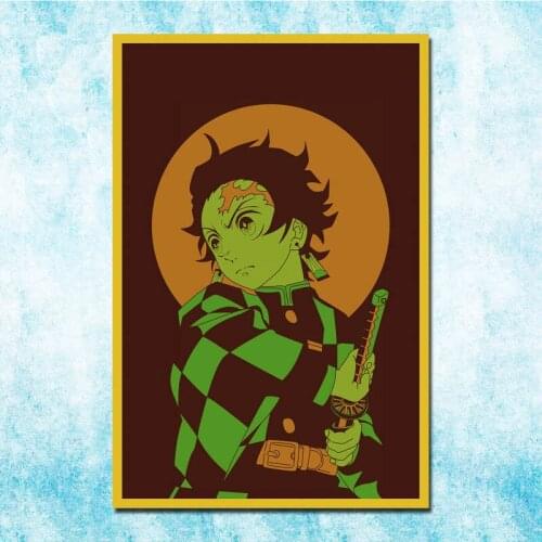 Demon Slayer Anime Tanjirou Zenitsu Nezuko Poster Art Silk Canvas Retro Print For Home Room Decor Decoration-036