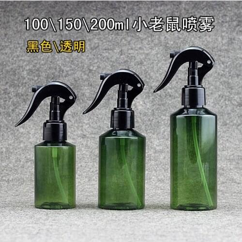 100ml/150ml/200ml Oblique Shoulder Green PET Plastic Bottle with Lock Small Mouse Fine Mist Spray Bottle 10PCS/LOT