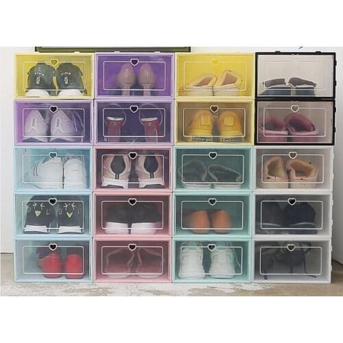 Transparent shoe box storage shoe boxes thickened dustproof shoes organizer box can be superimposed combination shoe cabinet