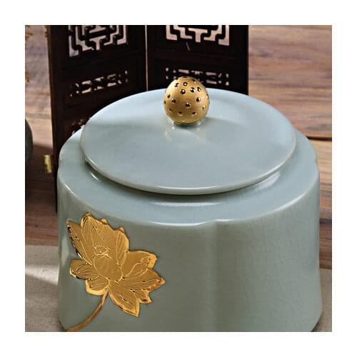 Ru Kiln Ceramic Tea Caddy Storage Tea Caddy Set Large Pu'er Sealed High-end Gift Box Storage