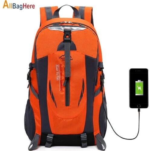 Men Tourist Backpack Women Waterproof Nylon Outdoor Sport External USB Charge Leisure Travel Bag Cycling Camping Hiking Backpack