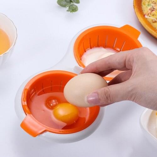DIY Draining Egg Boiler Double Cup Eggs Poacher Steamer Set Food Gadget Microwave Mold Separator Kitchen Cooking Baking Tools