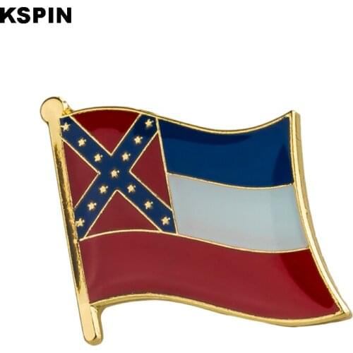U.S.A Mississippi State Badges Flag Badge Flag Lapal Pin On Backpack Pins For Clothes 10pcs XY0218
