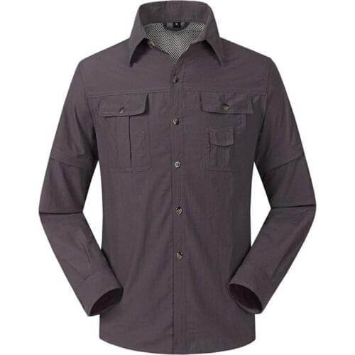 Tactics Military Shirts Summer Men Breathable Quick Dry Removable Hiking Shirts Outdoor Camping Fishing Trekking Thin Clothing