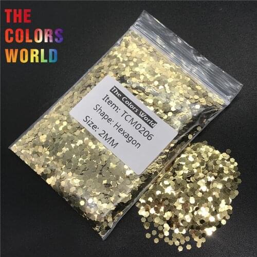 TCM0206 Green Gold Color Metallic Luster Hexagon Shape Nail Glitter Nail Art Decoration Makeup BodyPaint Henna Handwork Material