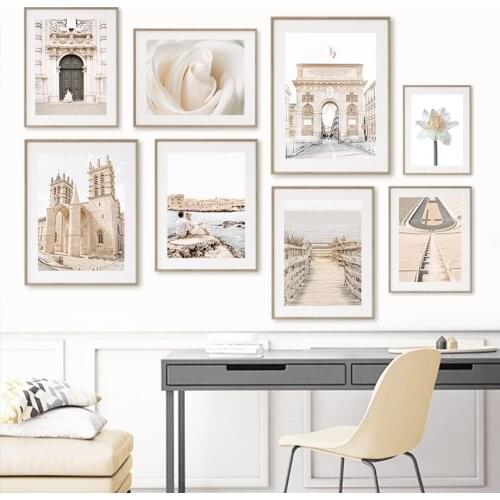 Triumphal Arch Castle Flowers Arena Paris Wall Art Canvas Painting Nordic Posters And Prints Wall Pictures For Living Room Decor