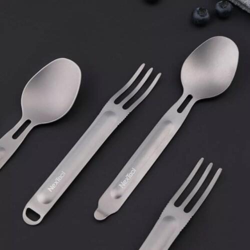 Youpin NexTool Fork Spoon Outdoor Pure Titanium Portable Tableware 2-in-1 Detachable Outdoor Sports Healthy Convenient
