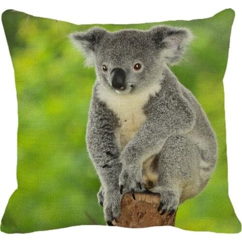 XUNYU Cute Koala Linen Cushion Cover Animal Pattern Decorative Pillowcase Home Sofa Square Pillow Cover 45x45cm AC083