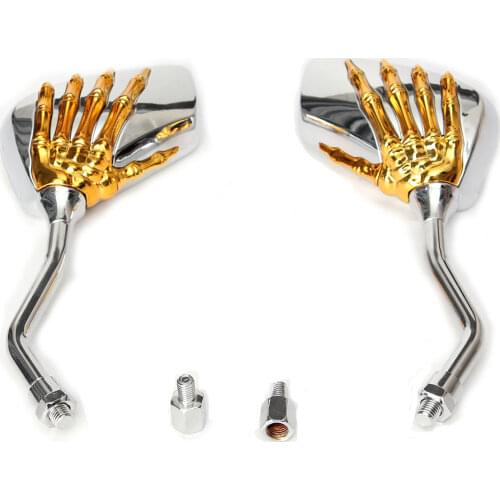 Gold Skull Hand Motorcycle Rearview Mirror For Kawasaki Honda
