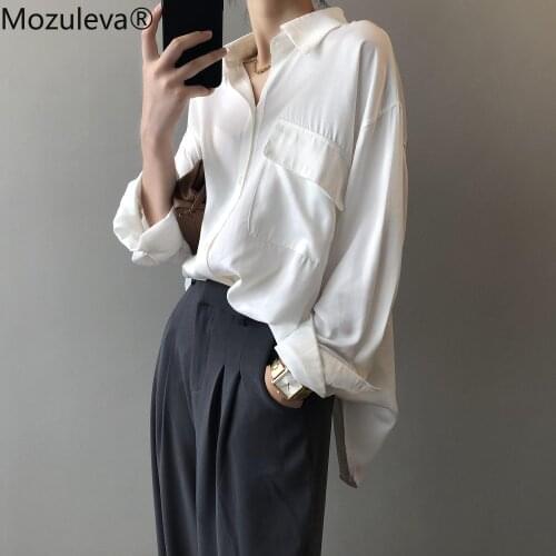 Mozuleva Spring Autumn Fashion Women Blouses Lapel Long Sleeve Single-breasted Female Tops Shirts Loose Casual Ladies Blouses