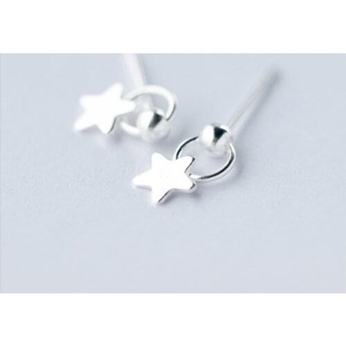 MloveAcc Solid 925 Sterling Silver Star Charm Women Stud Earrings Simple Fashion Brand Girls Silver Jewelry