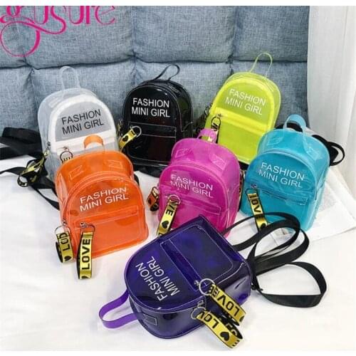 Gusure Cute Mini Clear Backpacks Summer PVC Transparent Jelly Bag Simple Girls Shoulder Bags Women Multi-use Bagpacks