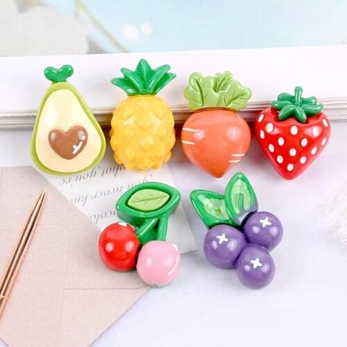 10 Pcs/set Cute Fruit Pineapple Strawberry Carrot Grape Cherry Avocado Fruit Embellishments DIY Jewelry Accessories Party Gifts