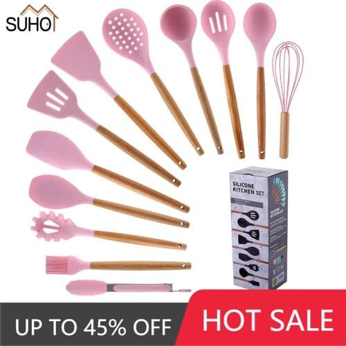 12Pcs/set Cooking Food Grade Silicone Rubber Set Kitchen Utensils for Baking, Cooking, and Mixing High Heat Resistant Non Stick