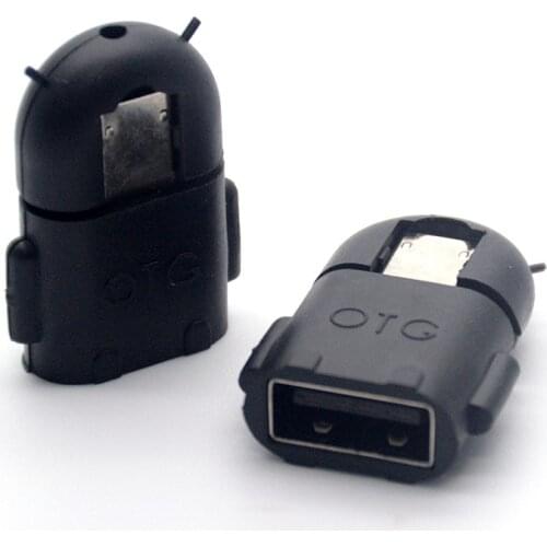 2 Pcs/lot Portable Multi Color Robot Shape Android Micro USB To USB Converter OTG Adapter For Android Tablet PC Smart Phone