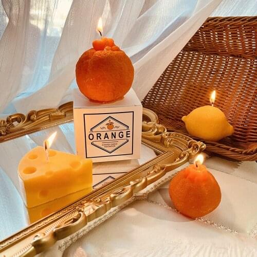 2020 New INS soy wax scented candle home decoration photo props ugly orange with souvenir lemon cheese candle