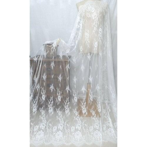 300cm length 2pcs/ lot Classical Eyelashes Wedding Lace Fabric Handmade Material Evening Dress Clothes Fabric