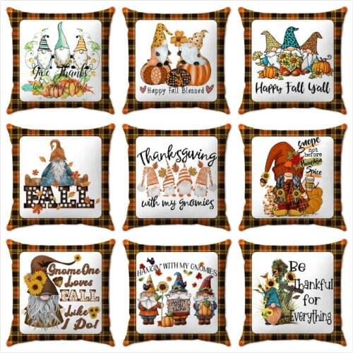 45cm*45cm watercolor plaid scottish fall gnomes Short plush material Throw Pillow Covers Cushion Cover home Decor Pillowcase