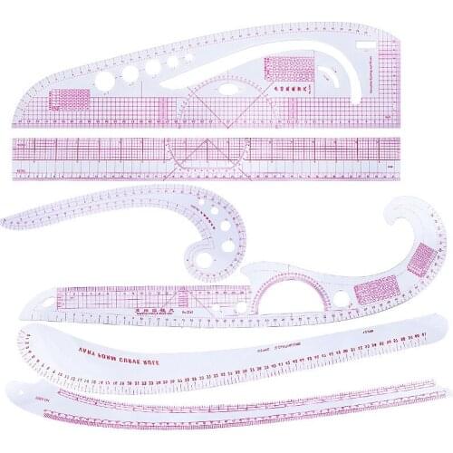 6PCS Sewing Tailor French Curve Rulers Drawing Line Measure Clothing Patchwork DIY Craft Tools Quilting Ruler Curve Ruler Tool