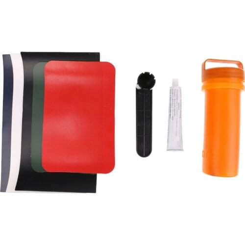 MagiDeal 8Pcs Inflatable Boat Kayak Canoe Water Toys Repair Kit Tool PVC Patch Valve Wrench 30g Glue Container Bucket Accessory