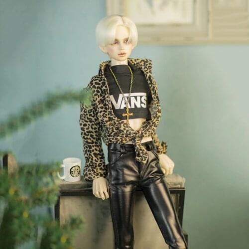 Allaosify Bjd Doll 1/3 1/4 Uncle 17 Male Doll Baby Clothes Suit Leopard Leather Pants