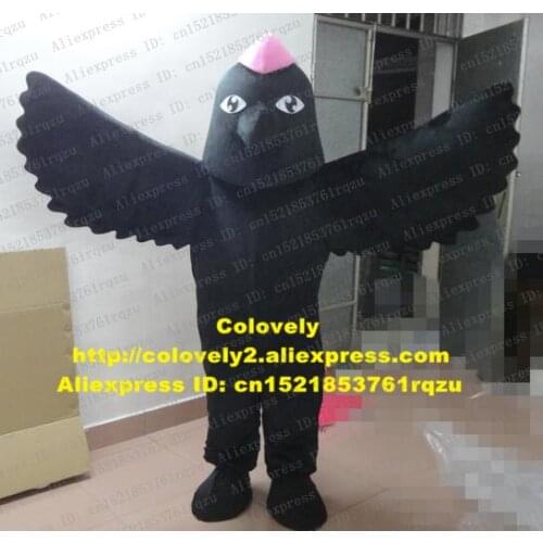 Artless Crow Raven Blackbird Turdus Merula Magpie Pica Pica Parrot Mascot Costume Adult Cartoon Dark Had A Pink Crest ZZ3420